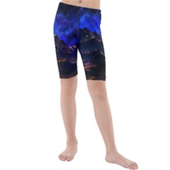 Landscape-sci-fi-alien-world Kids  Mid Length Swim Shorts by Bedest