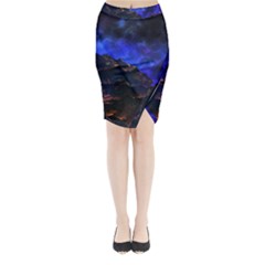 Landscape-sci-fi-alien-world Midi Wrap Pencil Skirt by Bedest