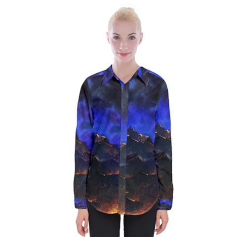 Landscape-sci-fi-alien-world Womens Long Sleeve Shirt by Bedest