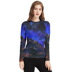 Landscape-sci-fi-alien-world Women s Long Sleeve Rash Guard by Bedest