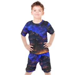 Landscape-sci-fi-alien-world Kids  T-shirt And Shorts Set by Bedest