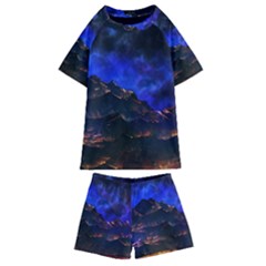 Landscape-sci-fi-alien-world Kids  Swim T-shirt And Shorts Set by Bedest