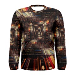 Library-tunnel-books-stacks Men s Long Sleeve T-shirt by Bedest