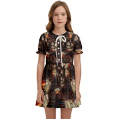 Library-tunnel-books-stacks Kids  Sweet Collar Dress by Bedest