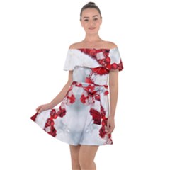 Christmas-background-tile-gifts Off Shoulder Velour Dress