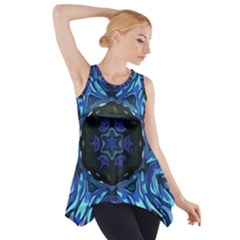 Background-blue-flower Side Drop Tank Tunic by Bedest