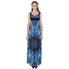 Background-blue-flower Empire Waist Maxi Dress