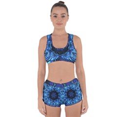 Background-blue-flower Racerback Boyleg Bikini Set by Bedest