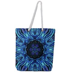 Background-blue-flower Full Print Rope Handle Tote (large)