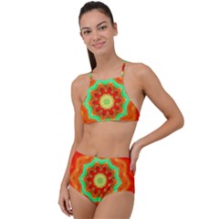 Abstract-kaleidoscope-colored Halter Tankini Set by Bedest