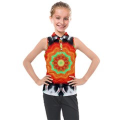 Abstract-kaleidoscope-colored Kids  Sleeveless Polo T-shirt