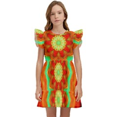 Abstract-kaleidoscope-colored Kids  Winged Sleeve Dress