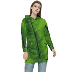 Green-leaf-plant-freshness-color Women s Long Oversized Pullover Hoodie