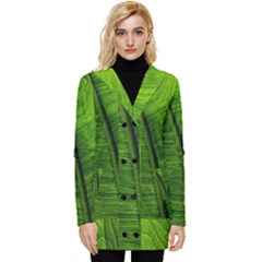 Green-leaf-plant-freshness-color Button Up Hooded Coat 