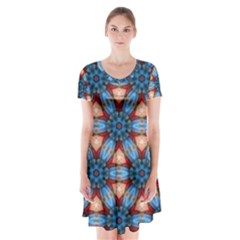 Pattern-tile-background-seamless Short Sleeve V-neck Flare Dress by Bedest