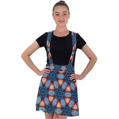 Pattern-tile-background-seamless Velvet Suspender Skater Skirt by Bedest