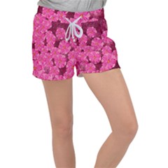 Cherry-blossoms-floral-design Women s Velour Lounge Shorts by Bedest