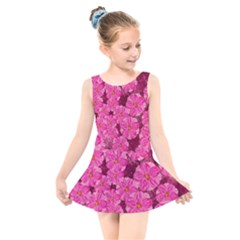 Cherry-blossoms-floral-design Kids  Skater Dress Swimsuit