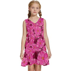 Cherry-blossoms-floral-design Kids  Sleeveless Tiered Mini Dress by Bedest