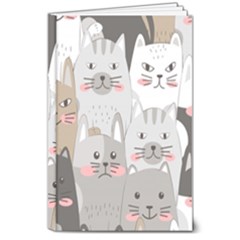 Cute Cats Seamless Pattern 8  X 10  Hardcover Notebook by pakminggu