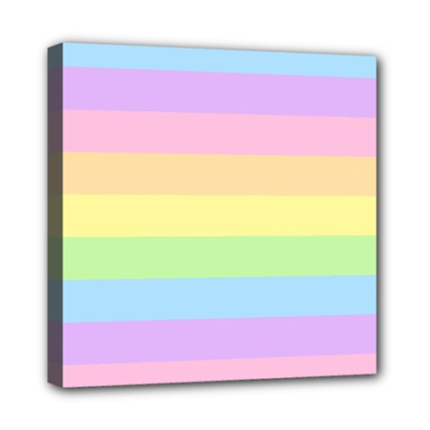 Cute Pastel Rainbow Striped Pattern Mini Canvas 8  X 8  (stretched) by pakminggu