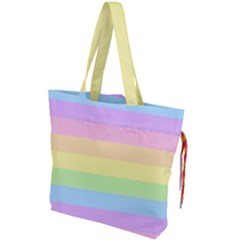 Cute Pastel Rainbow Striped Pattern Drawstring Tote Bag by pakminggu