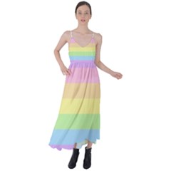 Cute Pastel Rainbow Striped Pattern Tie Back Maxi Dress by pakminggu