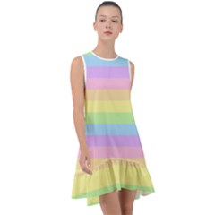 Cute Pastel Rainbow Striped Pattern Frill Swing Dress by pakminggu