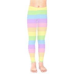 Cute Pastel Rainbow Striped Pattern Kids  Classic Winter Leggings by pakminggu