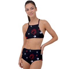 Art Pattern Traces Paw Halter Tankini Set by pakminggu