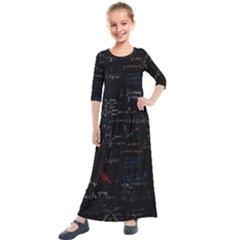 Math Mathematics Pattern Kids  Quarter Sleeve Maxi Dress by pakminggu