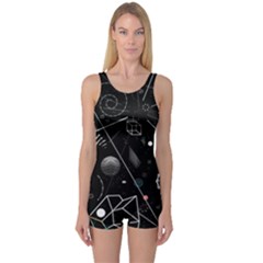 Future Space Aesthetic Math One Piece Boyleg Swimsuit