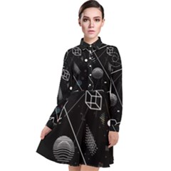 Future Space Aesthetic Math Long Sleeve Chiffon Shirt Dress