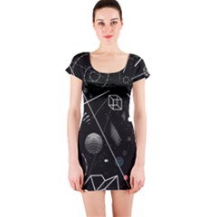 Future Space Aesthetic Math Short Sleeve Bodycon Dress