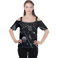 Future Space Aesthetic Math Cutout Shoulder T-Shirt