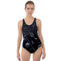 Future Space Aesthetic Math Cut-Out Back One Piece Swimsuit