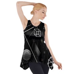 Future Space Aesthetic Math Side Drop Tank Tunic