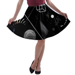 Future Space Aesthetic Math A-line Skater Skirt