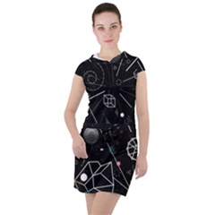 Future Space Aesthetic Math Drawstring Hooded Dress