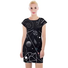 Future Space Aesthetic Math Cap Sleeve Bodycon Dress