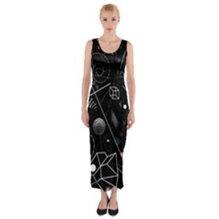 Future Space Aesthetic Math Fitted Maxi Dress