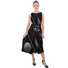 Future Space Aesthetic Math Midi Tie-back Chiffon Dress