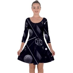 Future Space Aesthetic Math Quarter Sleeve Skater Dress