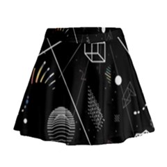 Future Space Aesthetic Math Mini Flare Skirt