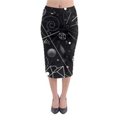 Future Space Aesthetic Math Midi Pencil Skirt