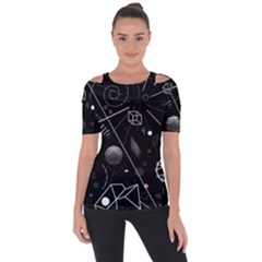 Future Space Aesthetic Math Shoulder Cut Out Short Sleeve Top