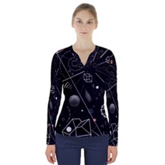 Future Space Aesthetic Math V-Neck Long Sleeve Top