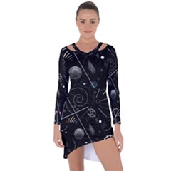 Future Space Aesthetic Math Asymmetric Cut-Out Shift Dress