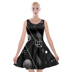 Future Space Aesthetic Math Velvet Skater Dress