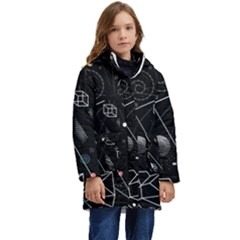 Future Space Aesthetic Math Kids  Hooded Longline Puffer Jacket